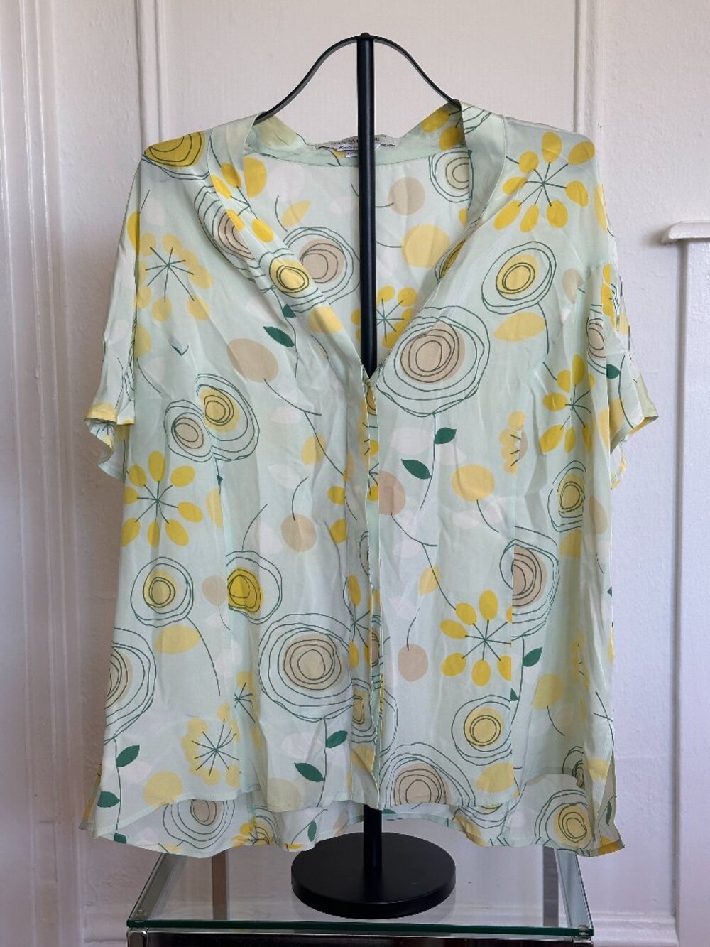 Marina Rinaldi 100% Silk Blouse | Made in Italy | Plus Size Designer | Abstract